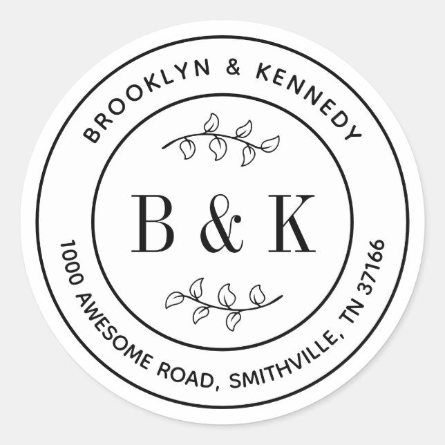 Adesivo Endereço de Devolução do Nome do Casal de Noivado  (Frente)