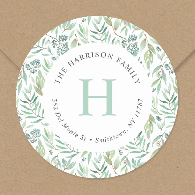 Adesivo Endereço de devolução do Primavera Meadow Monogram (Criador carregado)