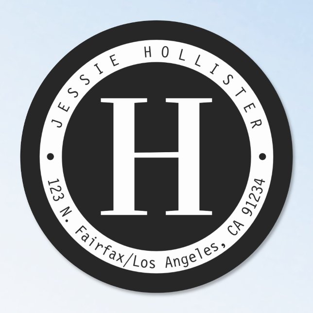 Adesivo Endereço de devolução do quadro do círculo preto e (Criador carregado)