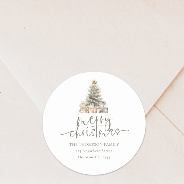 Adesivo Endereço de Devolução do Script de Sage da Árvore  (Retrun name and address sticker)