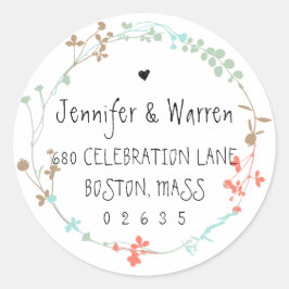 Adesivo Endereço de devolução do Wreath de Flor Selvagem D