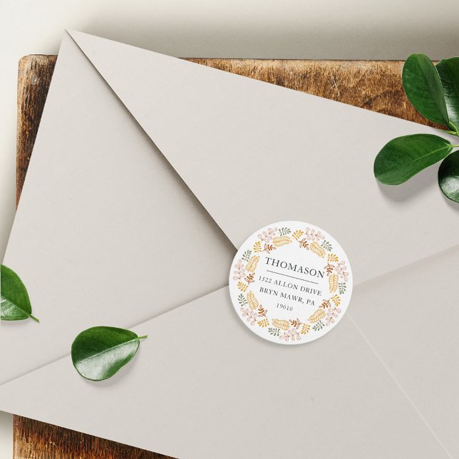 Adesivo Endereço de devolução do Wreath de outono (Criador carregado)