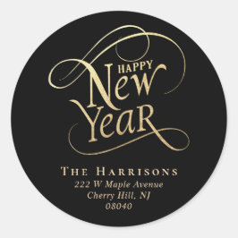 Adesivo Endereço de devolução Dourada Preto do Ano Novo El