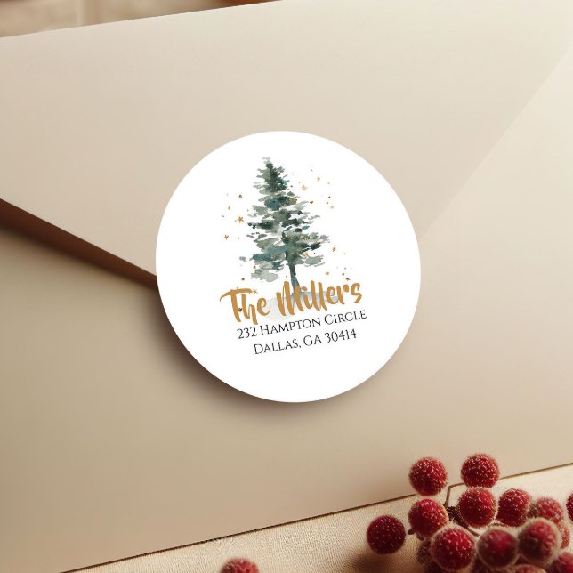 Adesivo Endereço de devolução Dourado da Árvore de Natal d (Criador carregado)