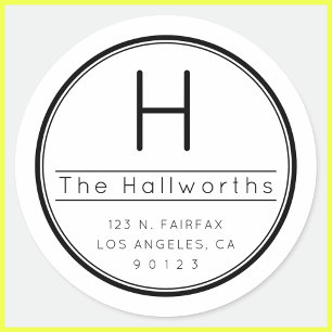 Adesivo Endereço de Devolução e Monograma Moderno e Elegan