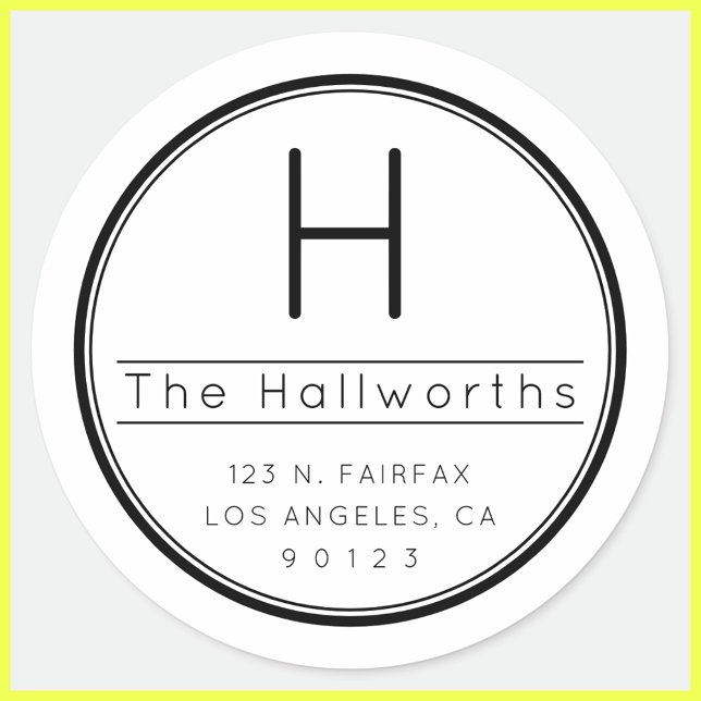 Adesivo Endereço de Devolução e Monograma Moderno e Elegan (Criador carregado)