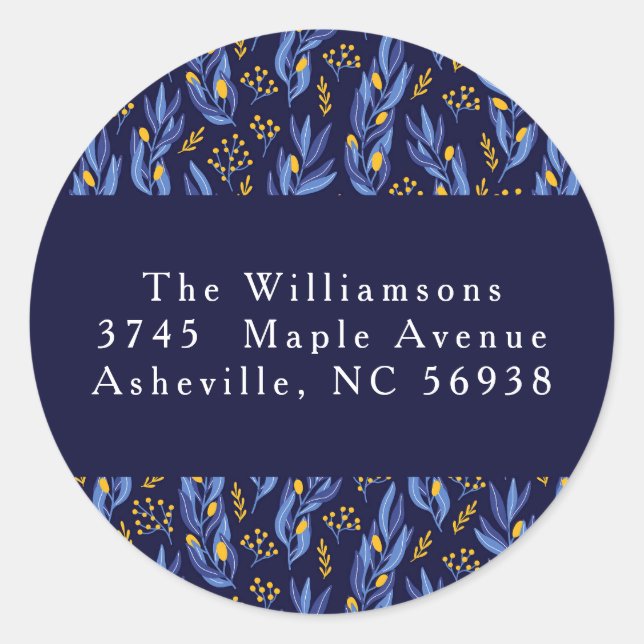 Adesivo Endereço de devolução floral do Hanukkah amarelo-a (Frente)