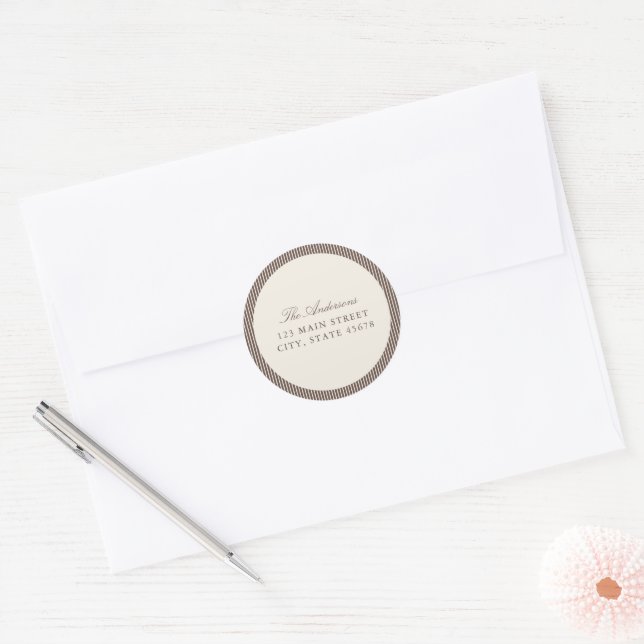 Adesivo Endereço de Devolução Listras Marrons Elegantes (Envelope)