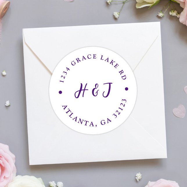 Adesivo Endereço de Devolução Mínima de Casamentos do Eleg (Modern Elegant Minimal Wedding Return Address Classic Round Sticker)