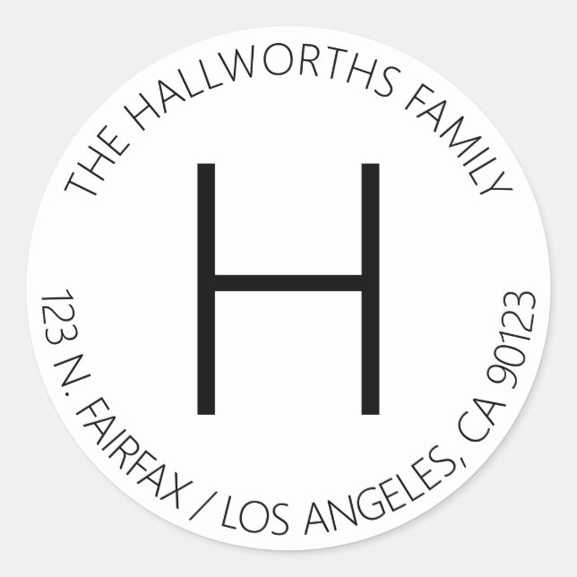 Adesivo Endereço de devolução mínimo moderno, branco e pre (Frente)