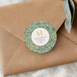 Adesivo Endereço de Devolução Monograma Floral Verde Elega