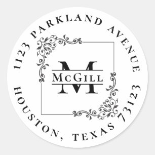 Adesivo Endereço de devolução Na moda Monogramas e Sobr