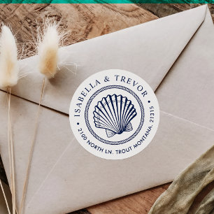 Adesivo Endereço de Devolução Náutico Vintage Concha Branc