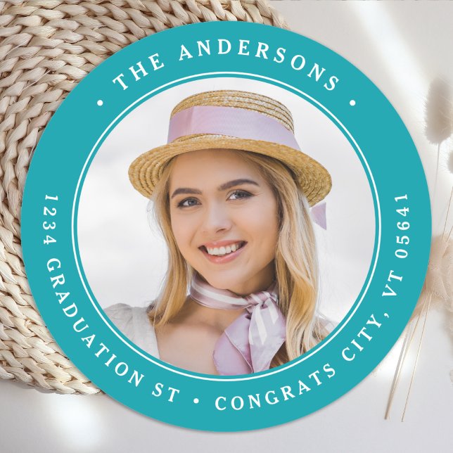 Adesivo Endereço de devolução redonda personalizado de fot (Criador carregado)