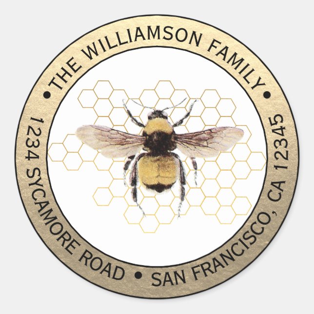 Adesivo Endereço de Devolução Redondo Abelha Rustica (Frente)