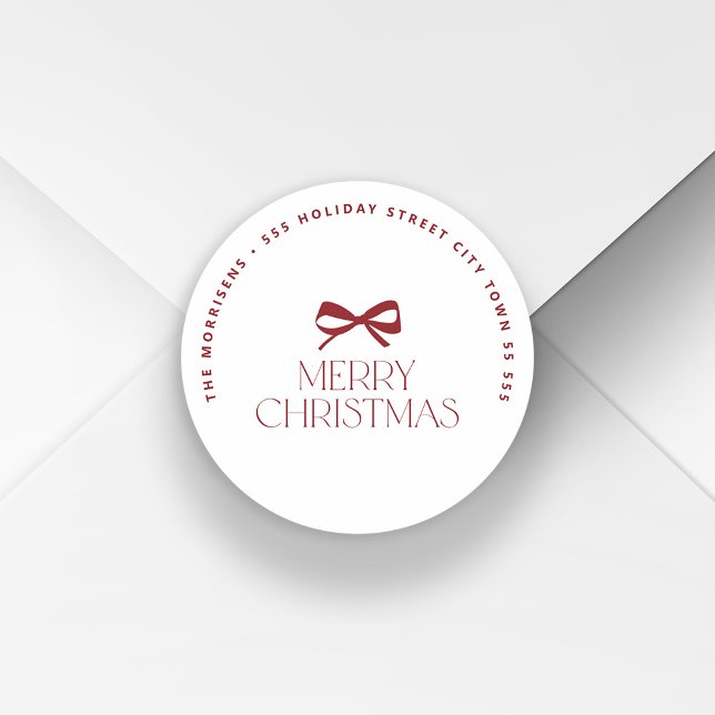 Adesivo Endereço de devolução redondo de Natal moderno (Criador carregado)