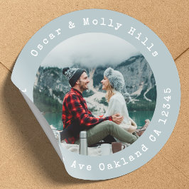 Adesivo Endereço de Devolução Seu Foto Sticker Redondo Clá