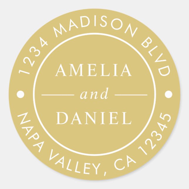 Adesivo Endereço de devolução simples e simples Dourado (Frente)