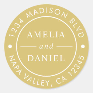 Adesivo Endereço de devolução simples e simples Dourado