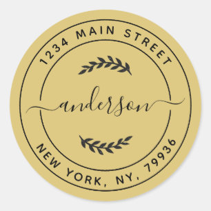 Adesivo Endereço de devolução simples e simples Dourado