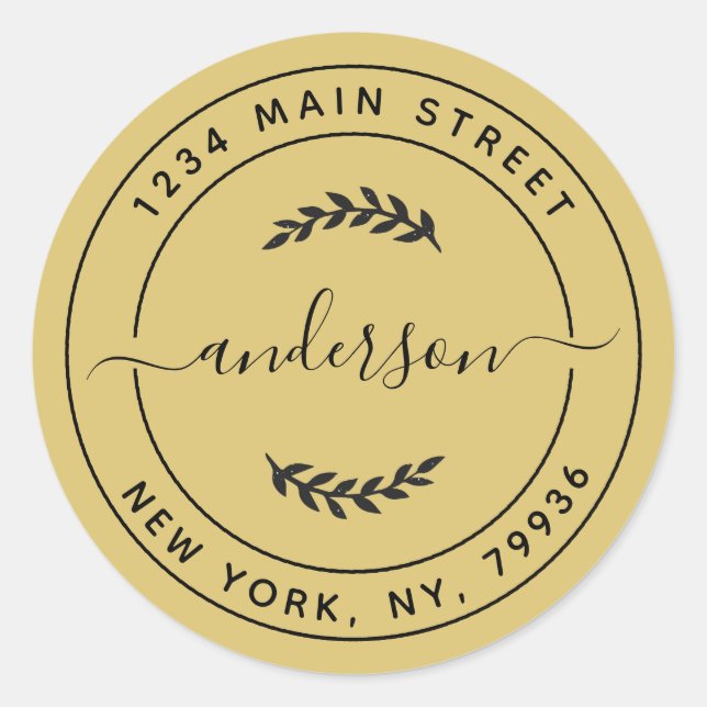 Adesivo Endereço de devolução simples e simples Dourado (Frente)