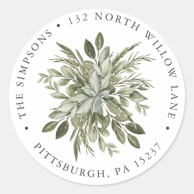 Adesivo Endereço de devolução Vintage Greenery (Frente)