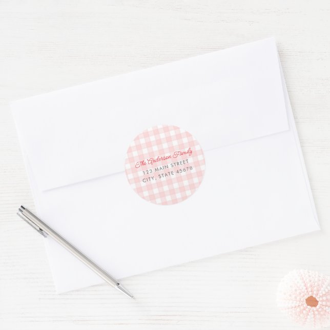 Adesivo Endereço de Devolução Xadrez Aquarela Rosa (Envelope)