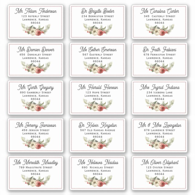 Adesivo Endereço de Entrega Individual de Cartão de Natal  (Frente)