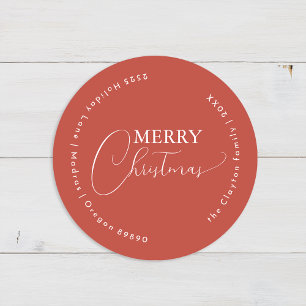 Adesivo Endereço de Natal Minimalista Boho Terracota Retro