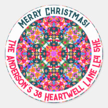 Endereço de Natal Moderno Colorido da Feliz Person