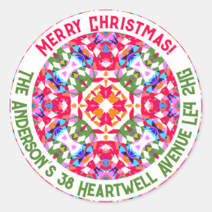 Adesivo Endereço de Natal Moderno Colorido Personalizado