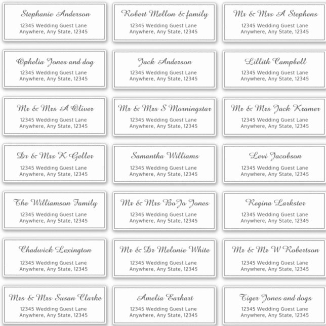 Adesivo Endereço de Nome de Convidado Pré-Endereçado Minim (Frente)