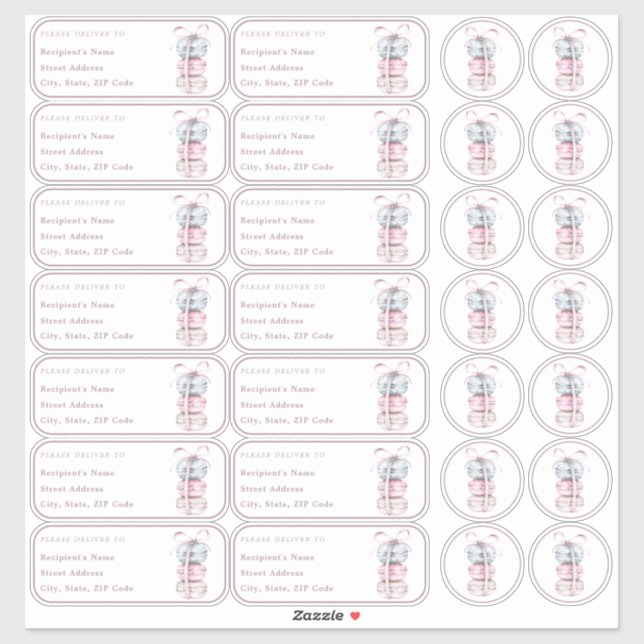Adesivo Endereço de nome individual Macaron + envelope (Folha)
