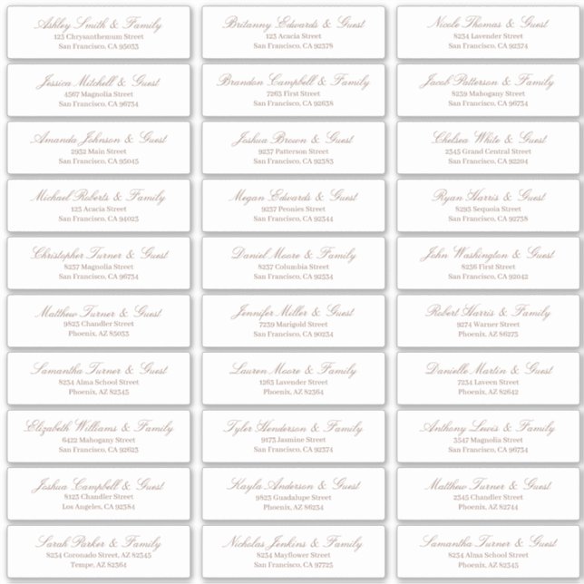 Adesivo Endereço de Nomes de Convidado de Casamento de Scr (Frente)