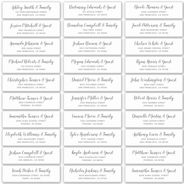 Adesivo Endereço de Nomes de Convidado de Casamento de Scr (Frente)