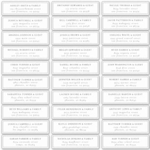 Adesivo Endereço de Nomes de Convidado Elegante Preto e Br