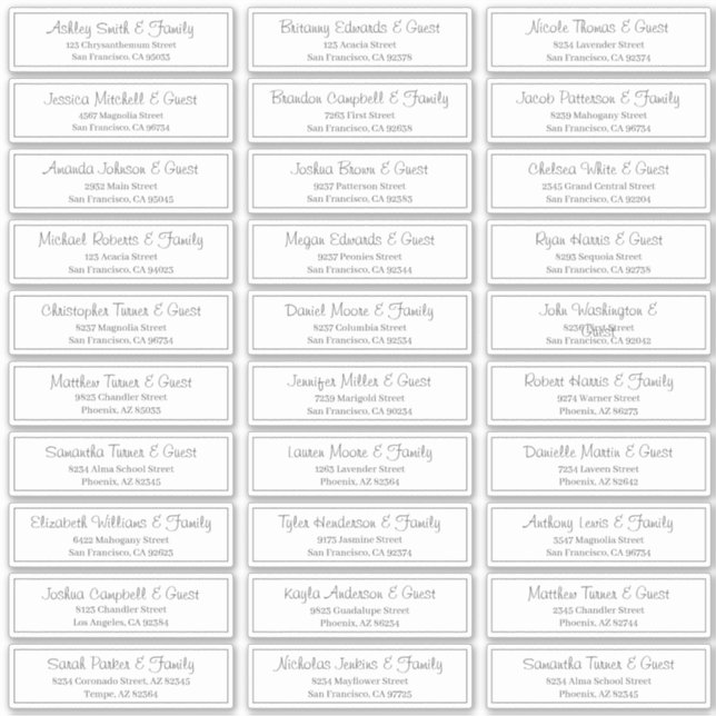 Adesivo Endereço de Nomes de Convidado para Casamento de S (Frente)
