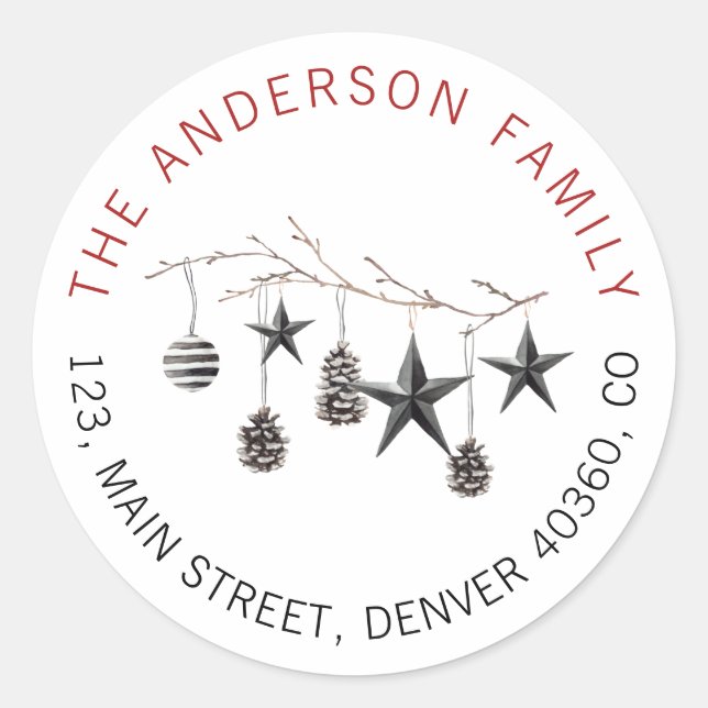 Adesivo Endereço de ornamento de galeria elegante de Natal (Frente)