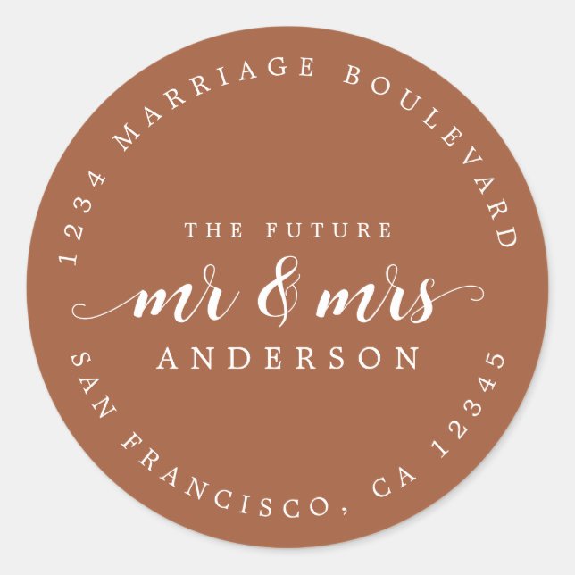 Adesivo Endereço de regresso da Sra. Script TerraCotta (Frente)