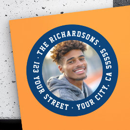 Adesivo Endereço de retorno azul-escuro da foto de formatu