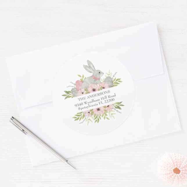 Adesivo Endereço de retorno Coelhinho e Ovos da Páscoa (Envelope)
