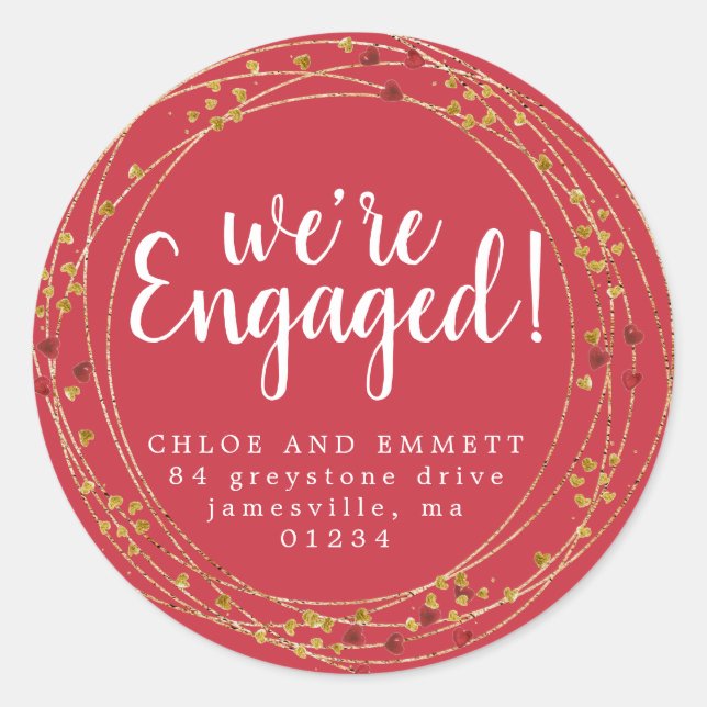 Adesivo Endereço de Retorno da Festa de Noivado com Estrel (Frente)