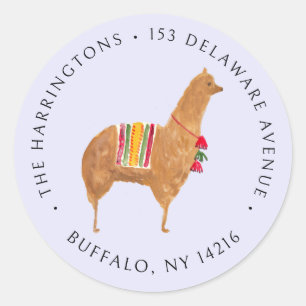 Adesivo Endereço de Retorno de Alpaca Fofa Desenhada à Mão