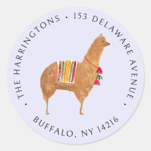 Adesivo Endereço de Retorno de Animal Fofo Alpaca Desenhad