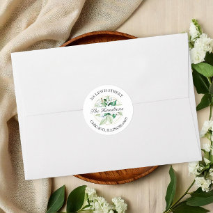 Adesivo Endereço de Retorno de Casamento de Folhagens Flor
