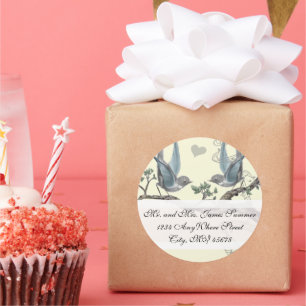 Adesivo Endereço de Retorno de Casamento Vintage Bluebird