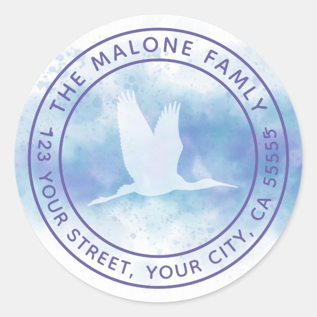 Adesivo Endereço de retorno de cor d'água púrpura azul de  (Frente)