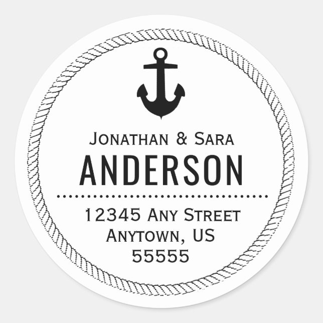 Adesivo Endereço de retorno de corda e corda náutica (Frente)