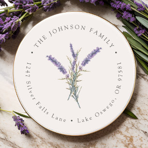 Adesivo Endereço de Retorno de Flores de Lavanda em Aquare