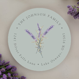 Adesivo Endereço de Retorno de Flores de Lavanda em Aquare